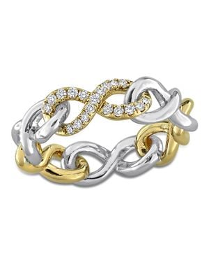 Mimi & Max Created Forever 1/5Ct Tw Lab-Grown Diamond Infinity Ring Two-Tone Sterling - Metallic