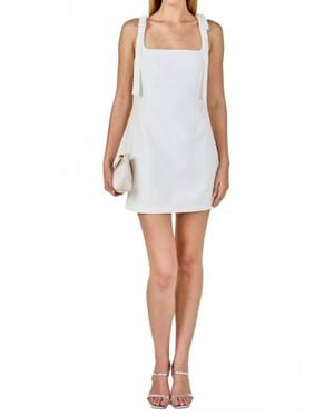 Endless Rose Bow Tie Scoop Neck Mini Dress - White