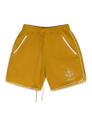 Rhude Mustard Track Shorts - Yellow