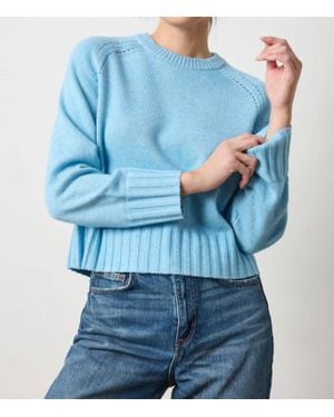 Lilla P Saddle Sleeve Crewneck Sweater - Blue