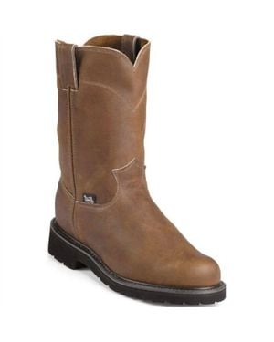 Justin Round Toe Work Boot - Brown