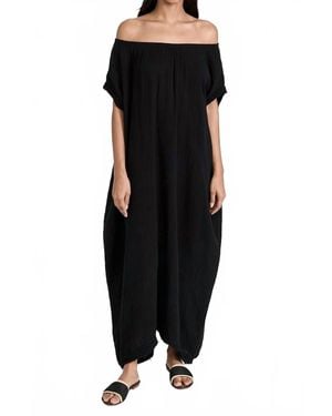 9seed Moonstone Gauze Off Shoulder Caftan - Black