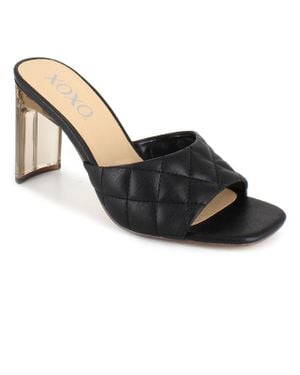 Xoxo Vally Faux Leather Open Toe Block Heel - Black
