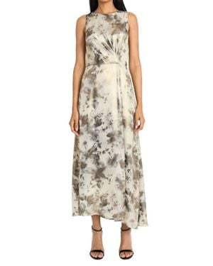 Maggy London Floral Metallic Long Dress