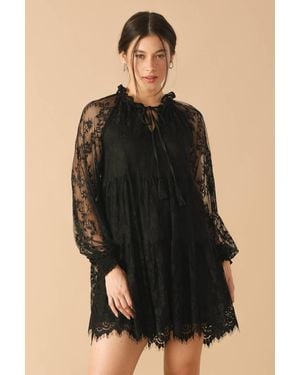 TRUEDAMES This & That Woven Lace Mini Dress - Black