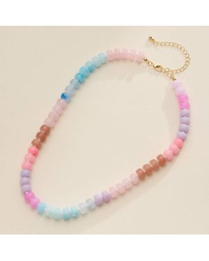 FREM Colorful Beaded Statement Necklace - Pink
