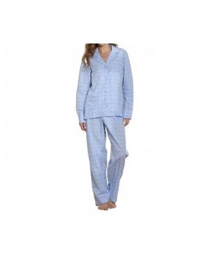 The Sleep Code Dobby Cotton Long Pj Set - Blue