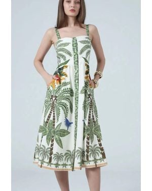 Aylaya Kennedy Printed Botton Up Midi Dress - White