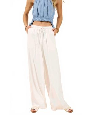 Sadie & Sage Sugarloaf Elastic Waist Pants With Lining - Blue