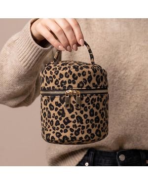 Fashnzfab Leopard Print Cylinder Shape Top Handle Bag - Brown