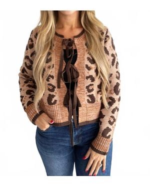 Eesome Tie Front Long Sleeve Cardigan - Blue