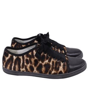 Lanvin Leopard-Print Low-Top Sneakers - Black
