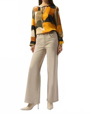 Joseph Ribkoff Abstract Print Long Sleeves Tunic Top - Yellow