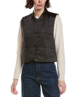 Lilla P Satin Quilted Vest - Black