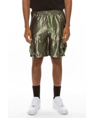 TRUEDAMES Satin Street Cargo Shorts - Green
