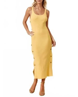 Doe And Rae Magnolia Asymmetrical Sweater Ribbed Tank Dress - Yellow