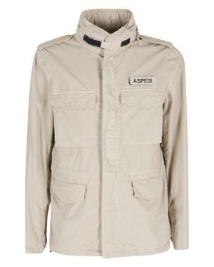 Aspesi Minifield Patch-Logo Cotton Jacket - Natural