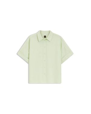 BOSS Regular-Fit Blouse With Rolled Cuffs - Green