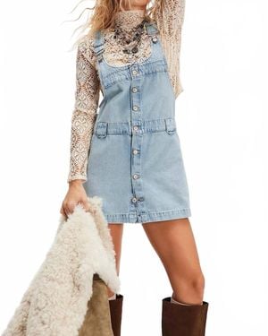 Free People Edie Denim Skirtall - Blue