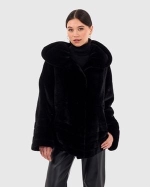 Gorski Shearling Lamb Jacket Reversible To Taffeta - Black