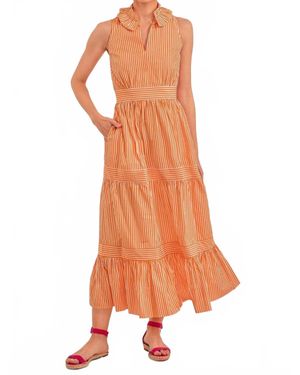 Gretchen Scott Striped Midi Dress - Orange