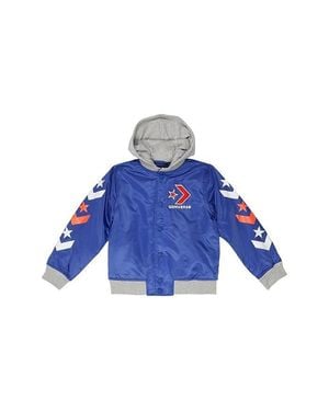 Converse Star Chevron Bomber Jacket Boys Long Sleeve Hooded Gbo307 - Blue