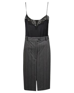 Pinko Arneis Pinstriped Satin Midi Dress - Black