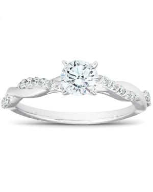 Pompeii3 1/2Ct Diamond Infinity Engagement Ring 14K Interwoven Band - White