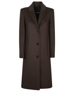 Patrizia Pepe Wool-Blend Single-Breasted Coat - Brown