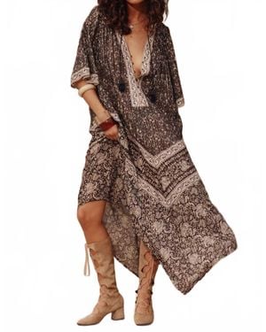 Spell Little Bird Flutter Maxi Dress - Brown