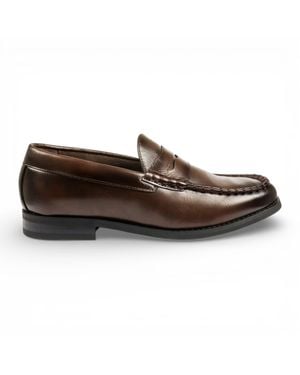Infinity Leather Pu Leather Formal Dress Penny Loafers Casual Shoes - Brown