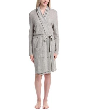 Sofiacashmere Herringbone Texture Cashmere& Wool-Blend Robe - Gray