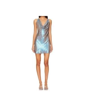 MY BEACHY SIDE Side Iridescent Chain Back Mini Dress - Blue