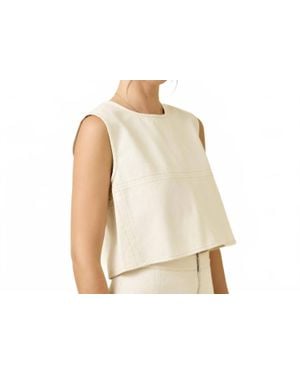 Day + Moon Denim Crop Top With Back Zipper Detail - Black