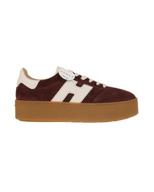 Hogan Burgundy Suede Platform H681 Sneakers - Brown