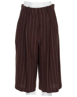 Alysi Pinstriped Tailored Virgin Wool Shorts - Purple