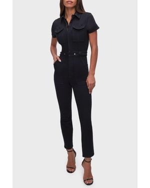 GOOD AMERICAN Fit For Success Short Sleeve Jumpsuit - Blue