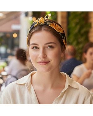 TRUEDAMES Floral Garden Printed Square Silky Satin Bandana Scarf - Metallic