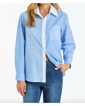 Drew Gia Stripe Button Down Shirt - Blue