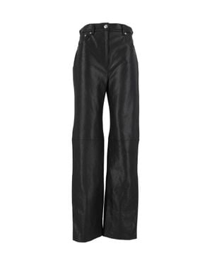 Sportmax Crespo Textured Paneled Wide-Leg Leather Pants - Black