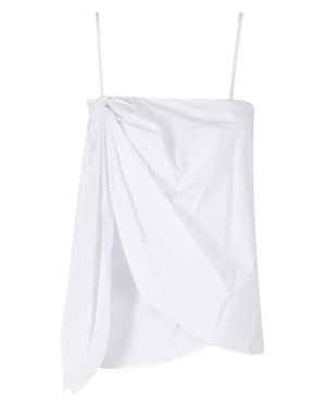 Isabelle Blanche Adjustable-Bow Back-Zipper Cotton Tank Top - White