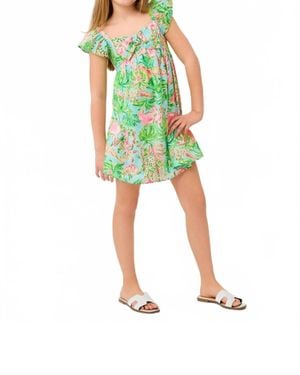 Lilly Pulitzer Girls Anika Bow Dress - Green
