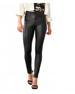 Kancan High Rise Faux Leather Skinny Pants - Black