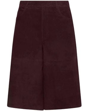 Marella Burgundy Mllscoglio High-Waisted Wide-Leg Shorts - Purple