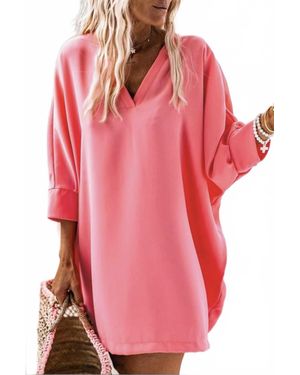 Pretty Bash Dolman 3/4 Sleeve Shift Dress - Pink