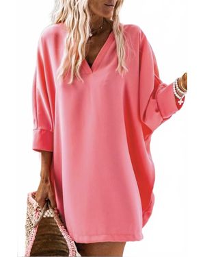 Pretty Bash Dolman 3/4 Sleeve Shift Dress - Pink
