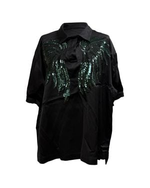 Dries Van Noten Sequin-Embellished Short Sleeve Blouse - Black