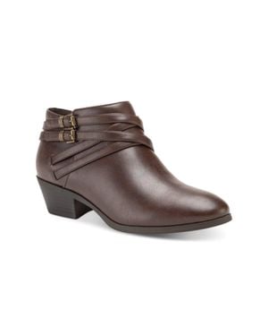 Style & Co. Willoww Boots Side Zip Block Heel Bootie Lion279 - Brown