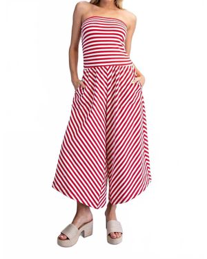 Eesome Katherine Strapless Wide Leg Jumpsuit - Pink