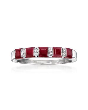 Ross-Simons Ruby Ring With Diamond Accents - Red
